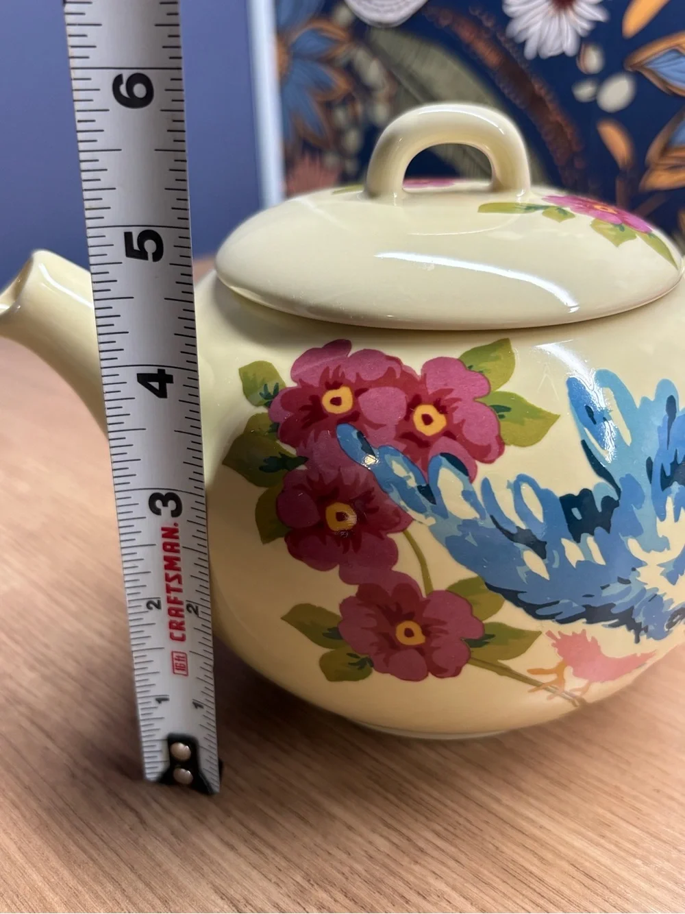 Vtg Songbird Garden By Rosie B Farmer Floral Teapot 5 Cup - Cream Excellent